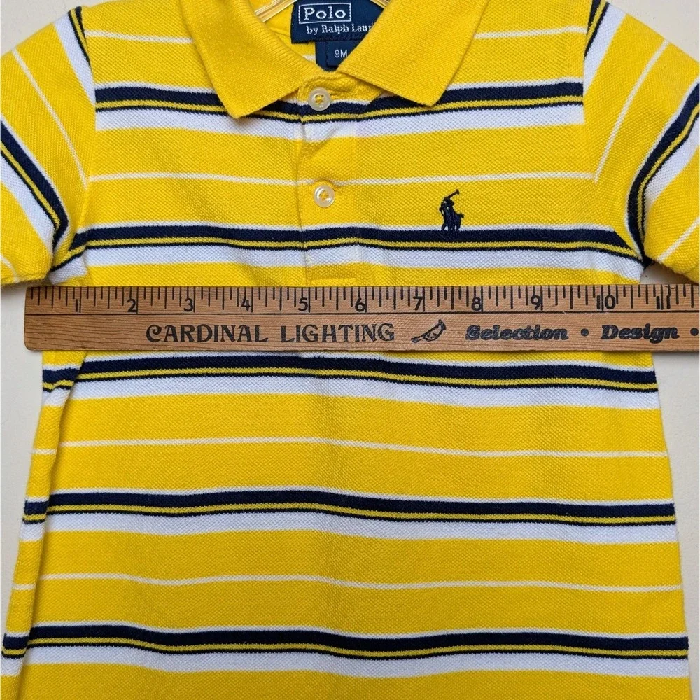 Vintage Ralph Lauren Polo Striped Romper One Piece EUC Yellow Baby Size 9 Months